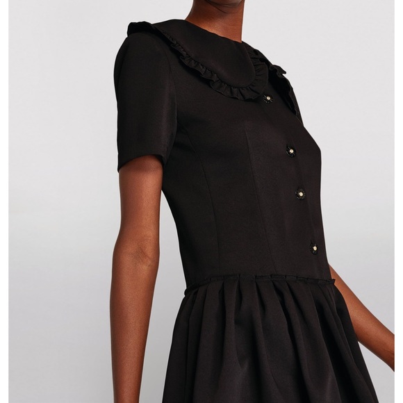 NWT Sandro Black Short Dress with Large Ruffled Peter Pan Collar - Picture 16 of 16